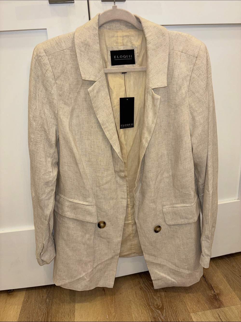 Eloquii Women’s Linen Cotton Blend Blazer Jacket Off-White/Cream 14 16 NWT $160